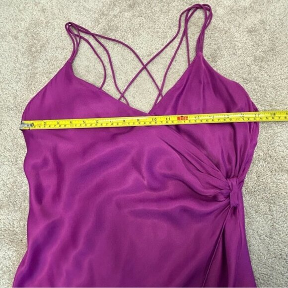 Zara purple Satin effect slip dress sweetheart spaghetti strap faux wrap Sz L - Picture 14 of 16